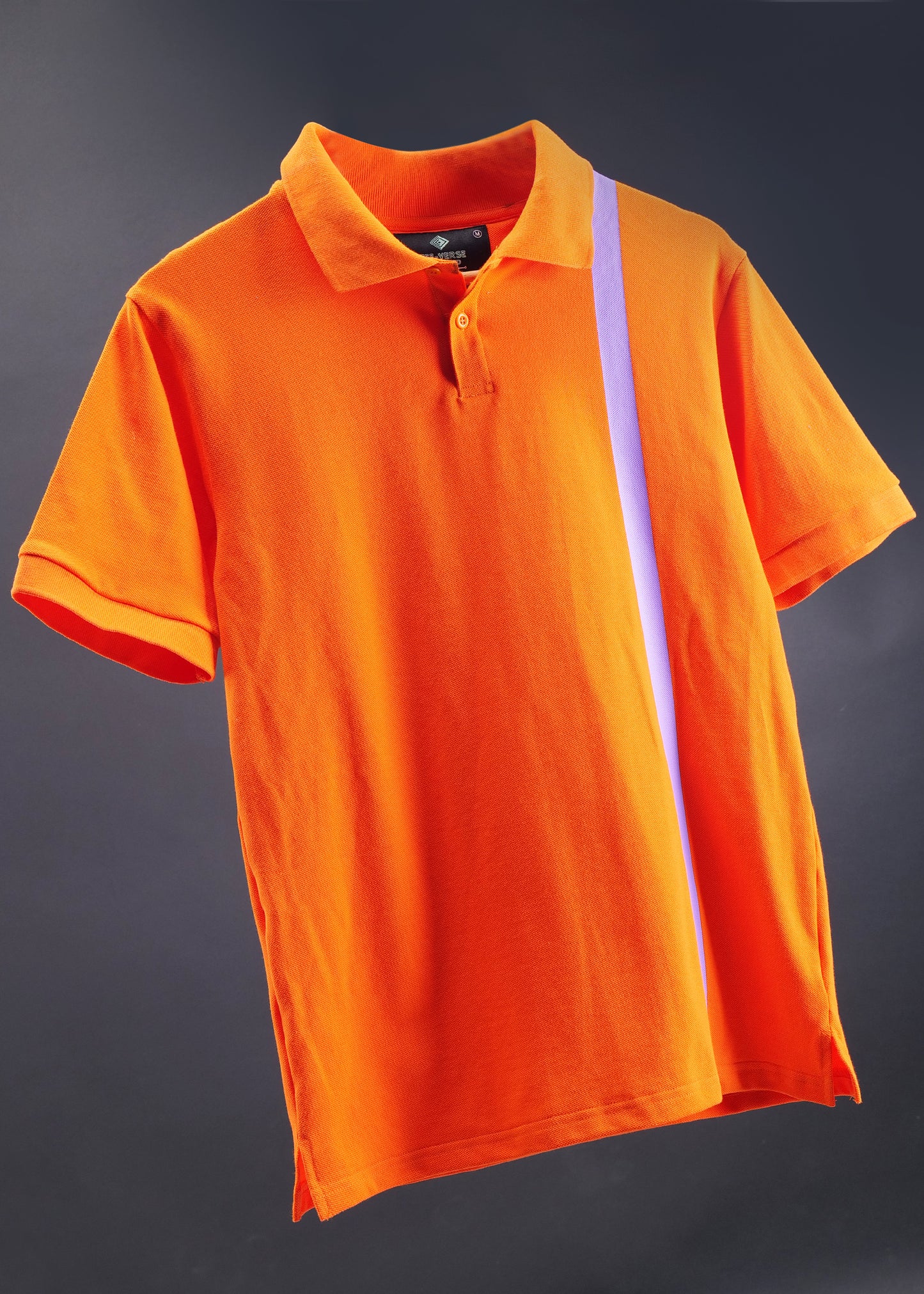 Bold Orange Polo Shirt with Contrast Stripe