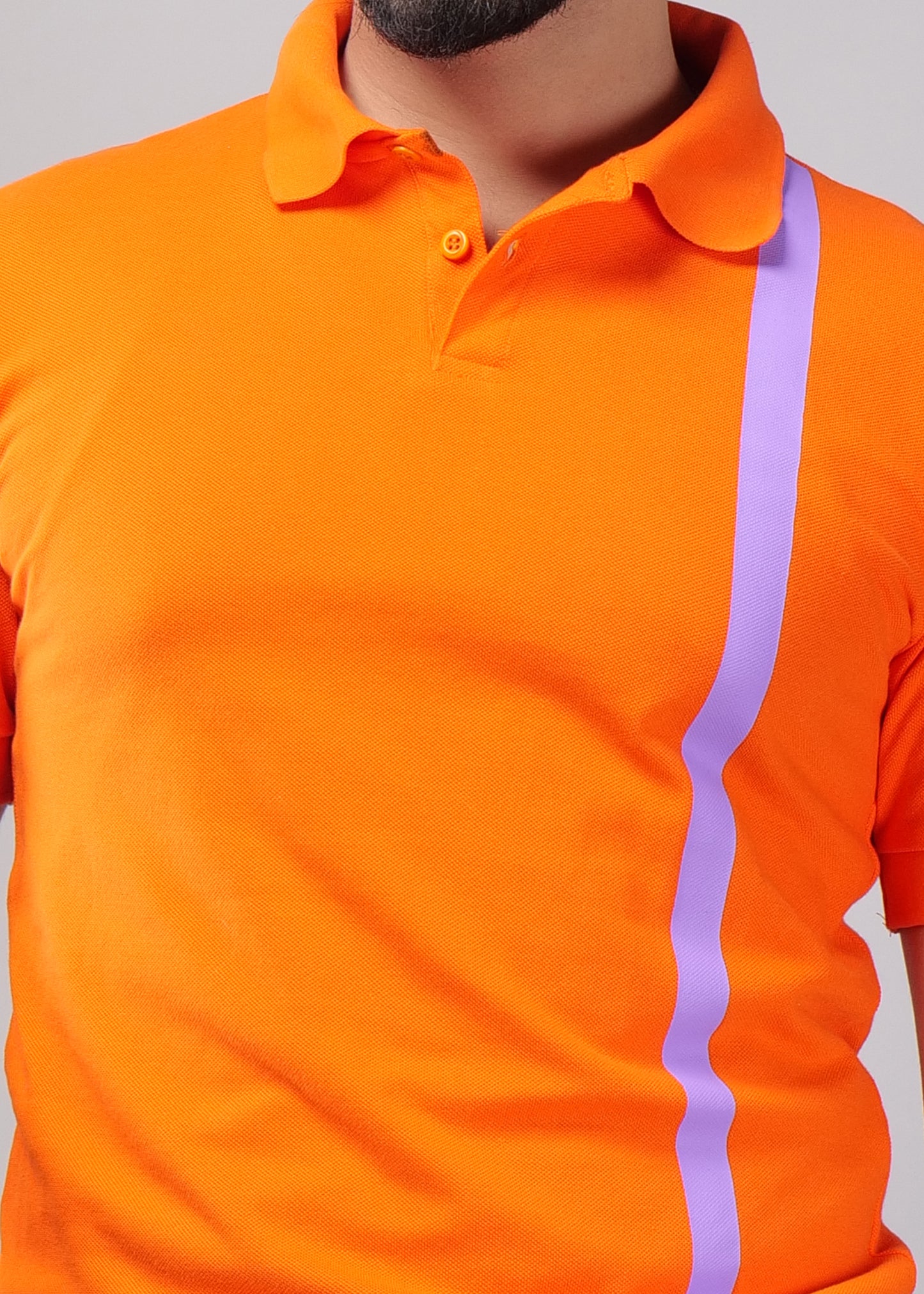 Bold Orange Polo Shirt with Contrast Stripe