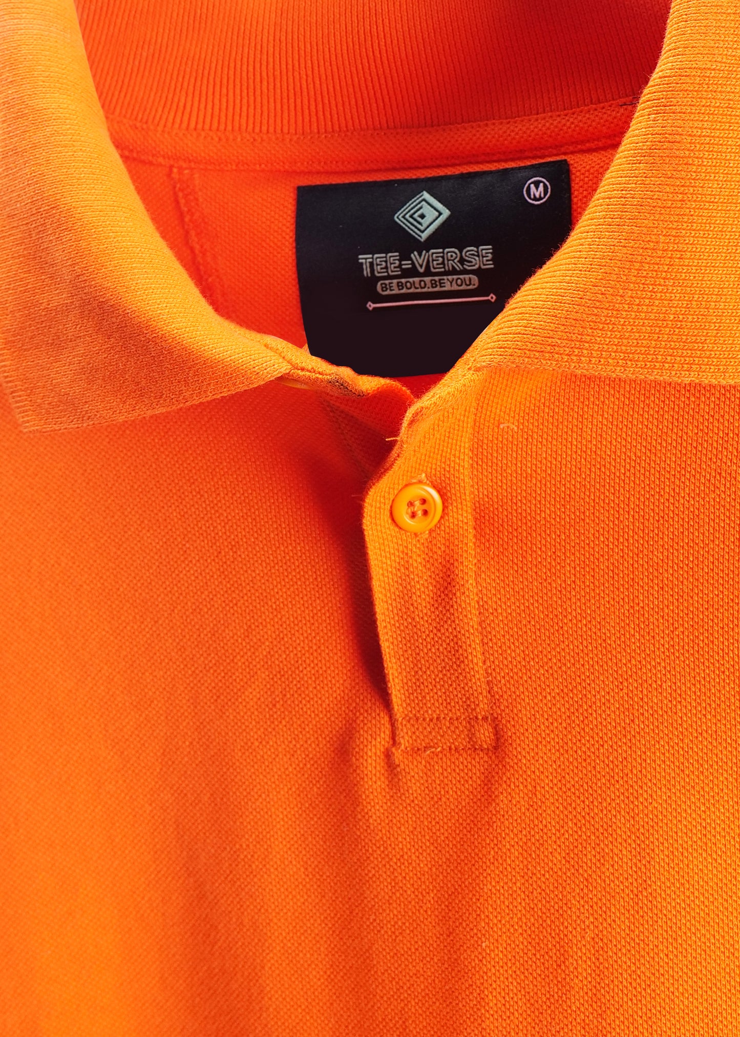Bold Orange Polo Shirt with Contrast Stripe