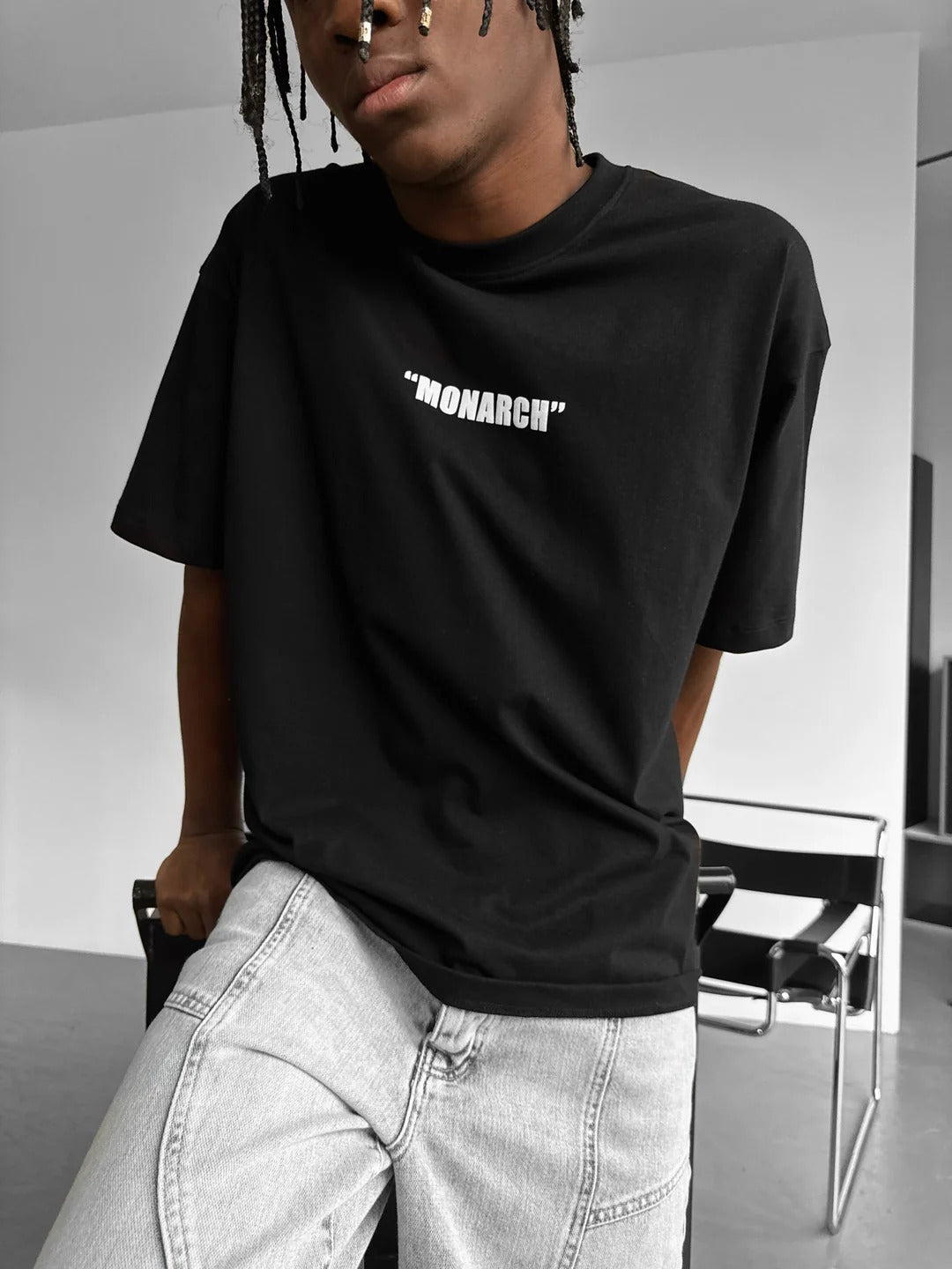 Oversize "Monarch" T-Shirt - Black and White