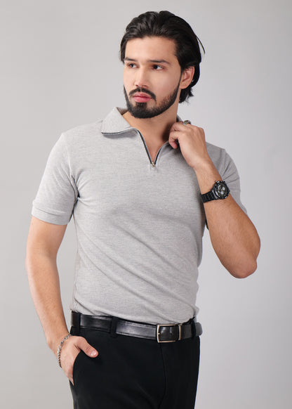 Men's Zipper Flex Polo T-shirt