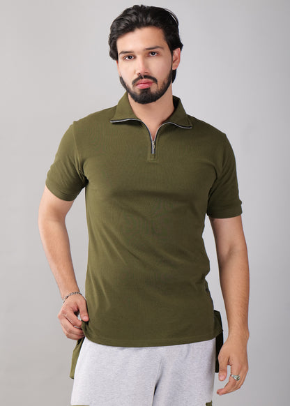 Men's Zipper Flex Polo T-shirt