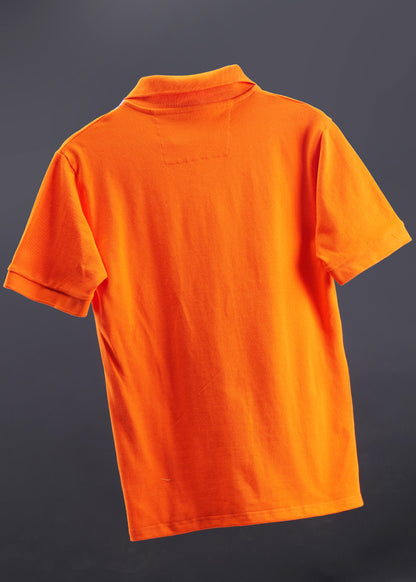 Bold Orange Polo Shirt with Contrast Stripe
