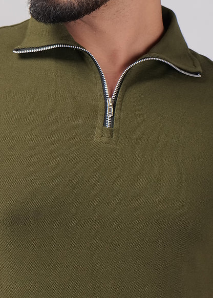 Men's Zipper Flex Polo T-shirt