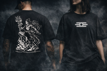 Close-up of 240 GSM 100% cotton French Terry fabric on black oversized streetwear t-shirt