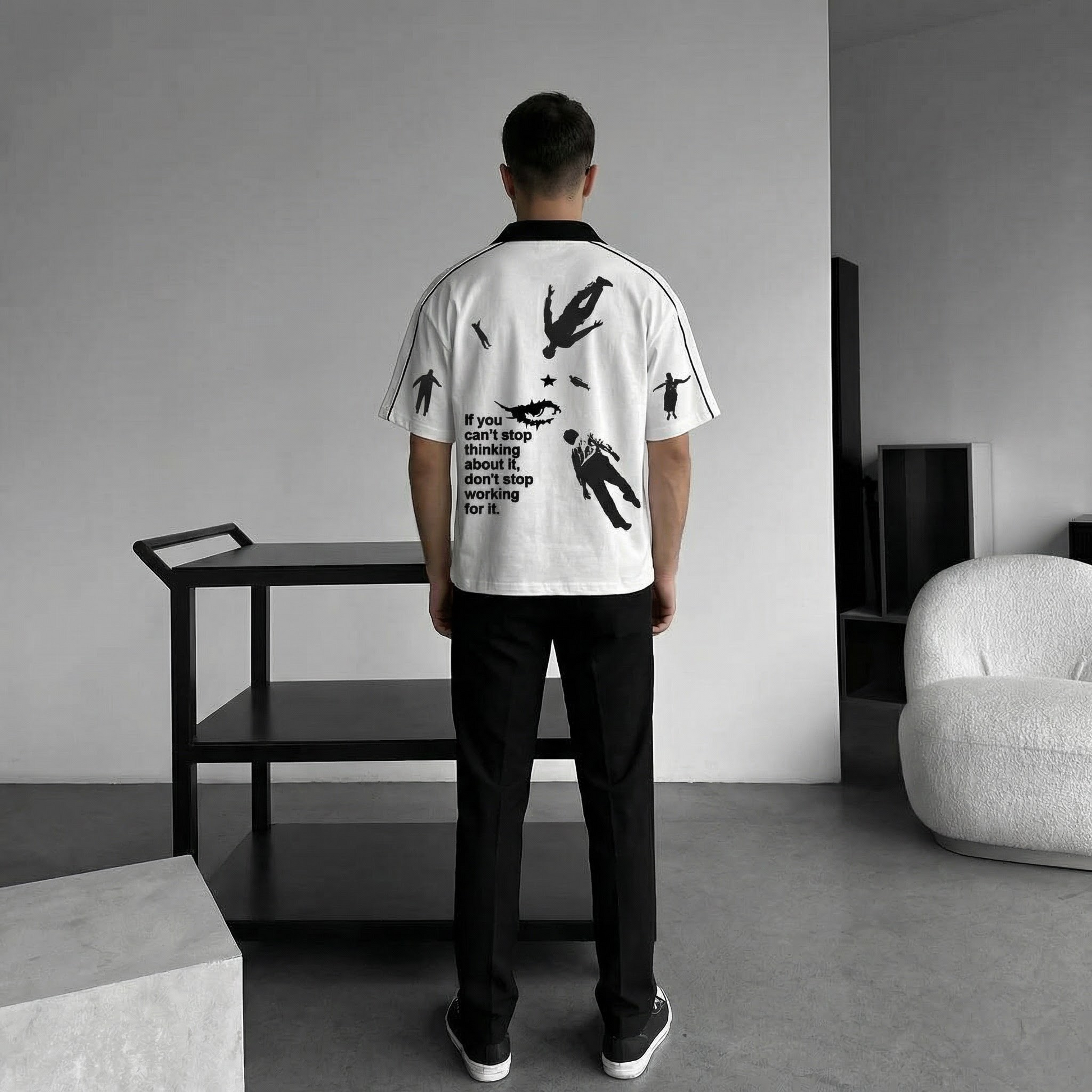 The Astral Ambition Oversized Tee Back View – Space Graphic Print Drop Shoulder by Tee-Verse
