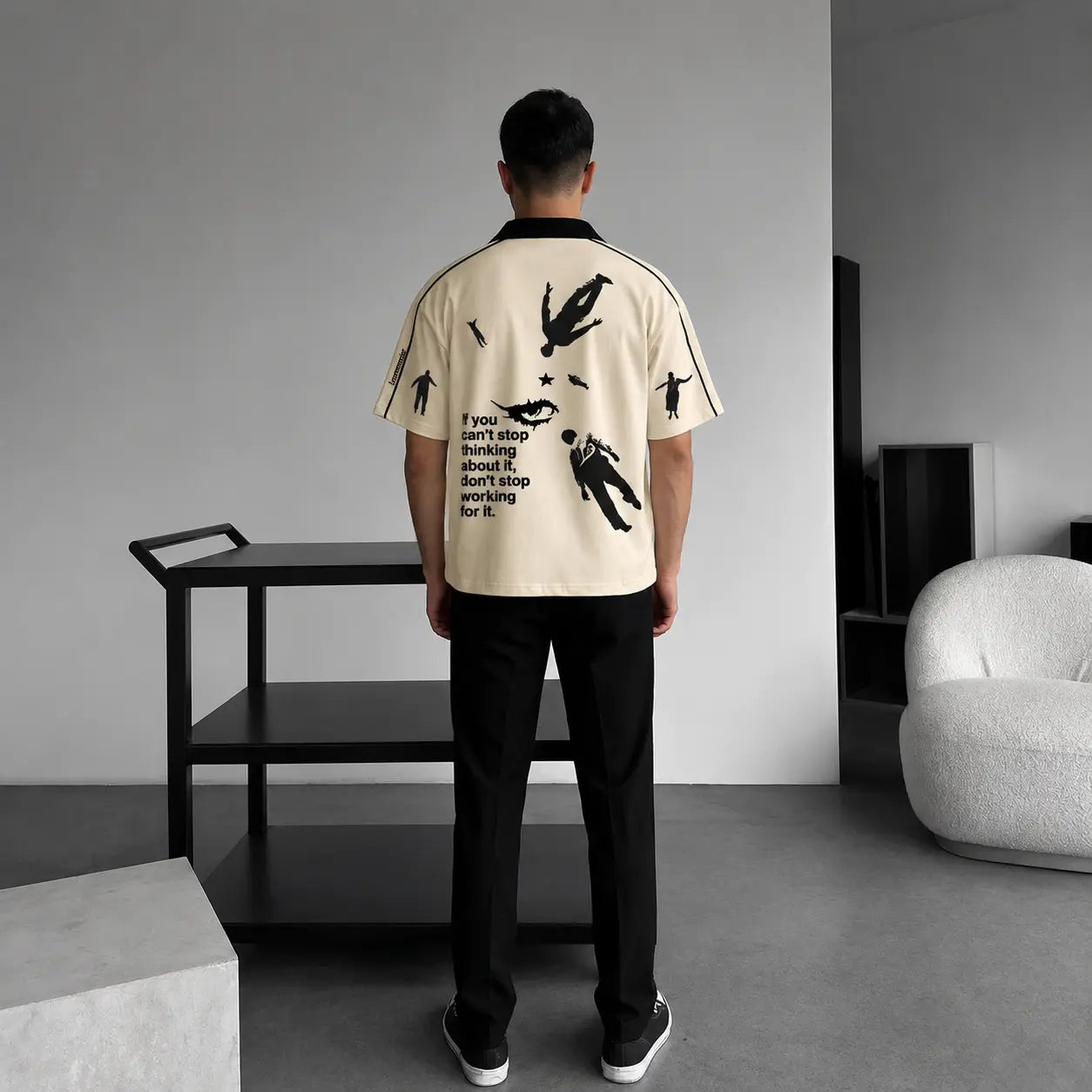 The Astral Ambition Oversized Tee Back View ;  Space Graphic Print Drop Shoulder by Tee-Verse
