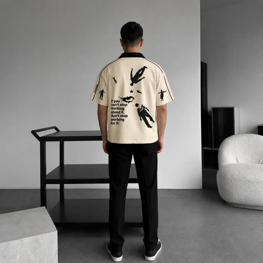 The Astral Ambition Oversized Tee Back View ;  Space Graphic Print Drop Shoulder by Tee-Verse